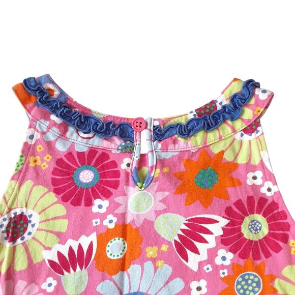 Hanna Andersson Shift Dress Girls 5/6 Retro Mod Floral Multicolor Y2K Summer - Picture 4 of 8